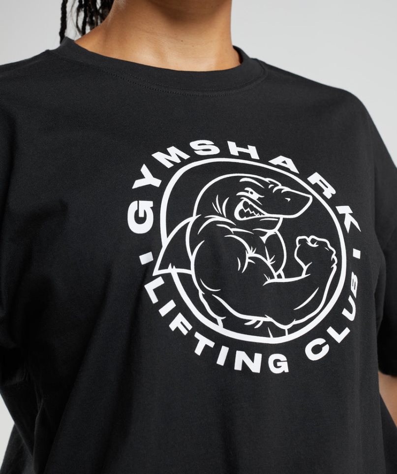 Women's Gymshark Legacy Oversized T-Shirts Black | CA 80653A